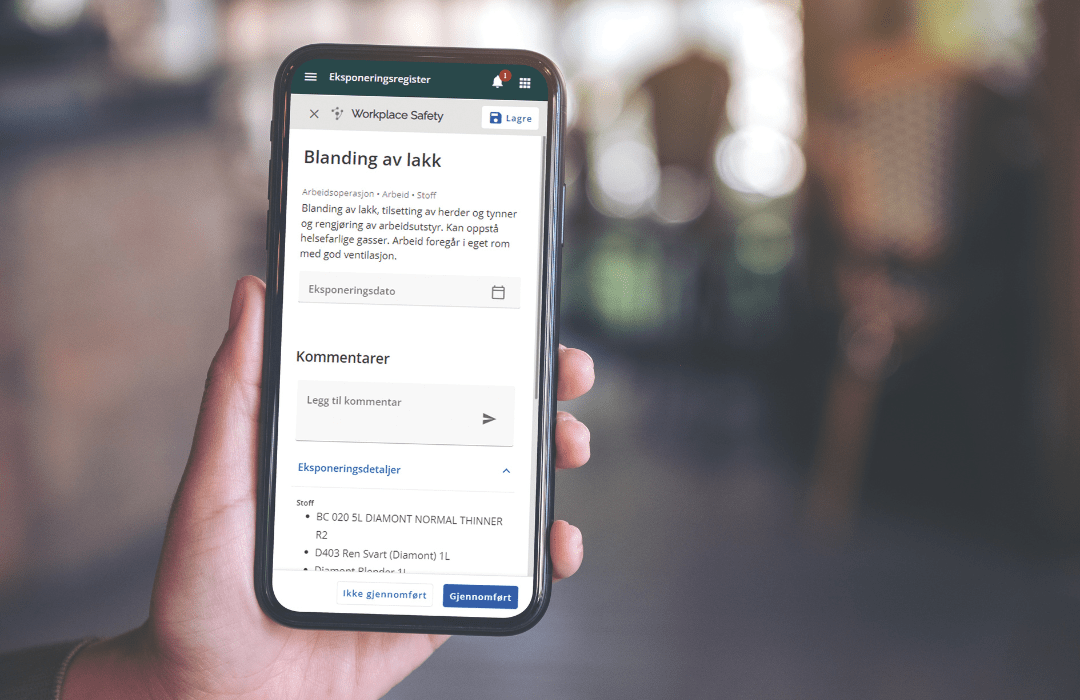 Workplace Safety eksponeringsregister Workplace Safety kjemikaliehåndteringssystem eksponeringsreigster